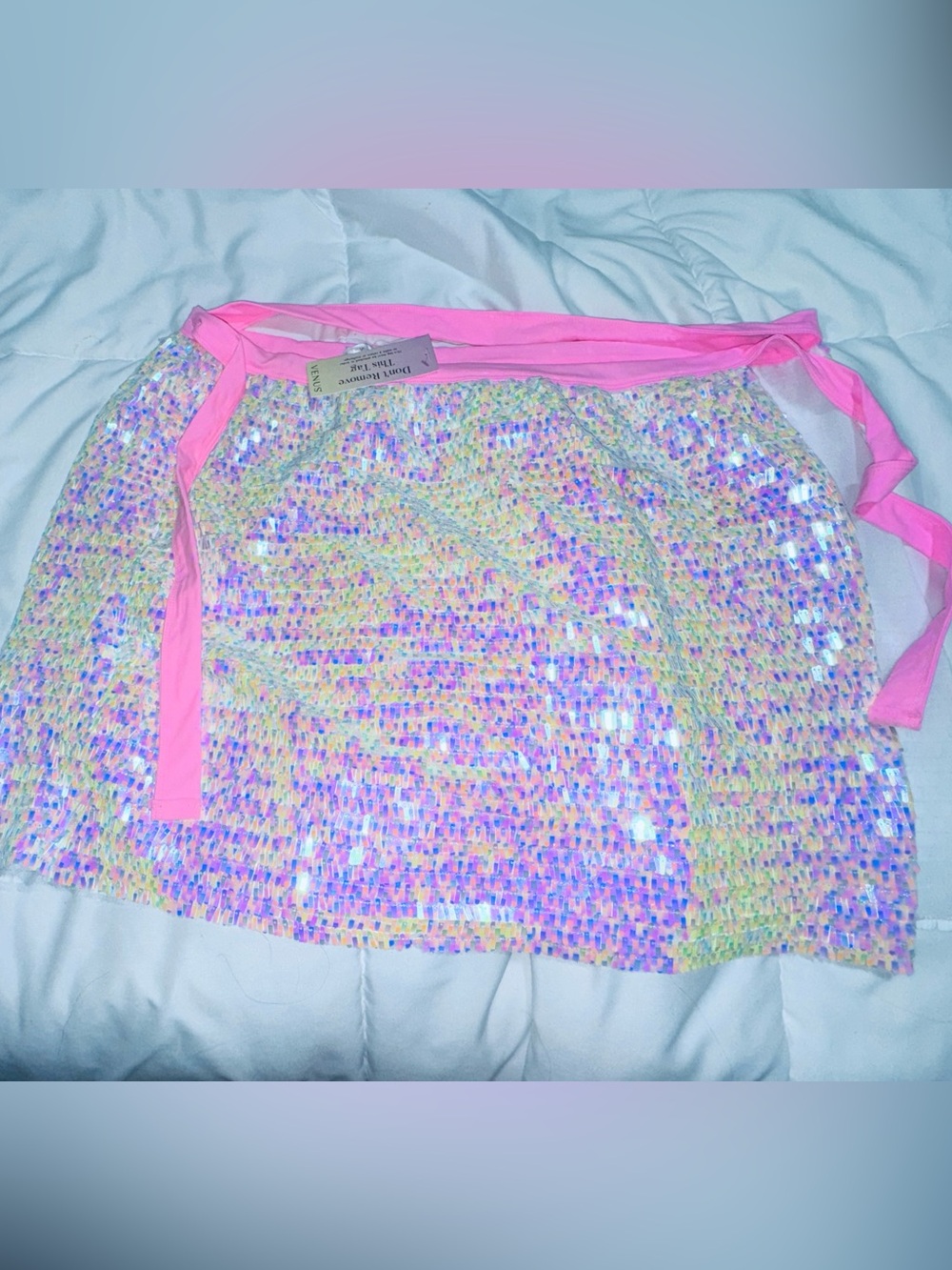 VENUS Pink Iridescent Sequin “mermaid” cover up Skirt NWTS L/XL